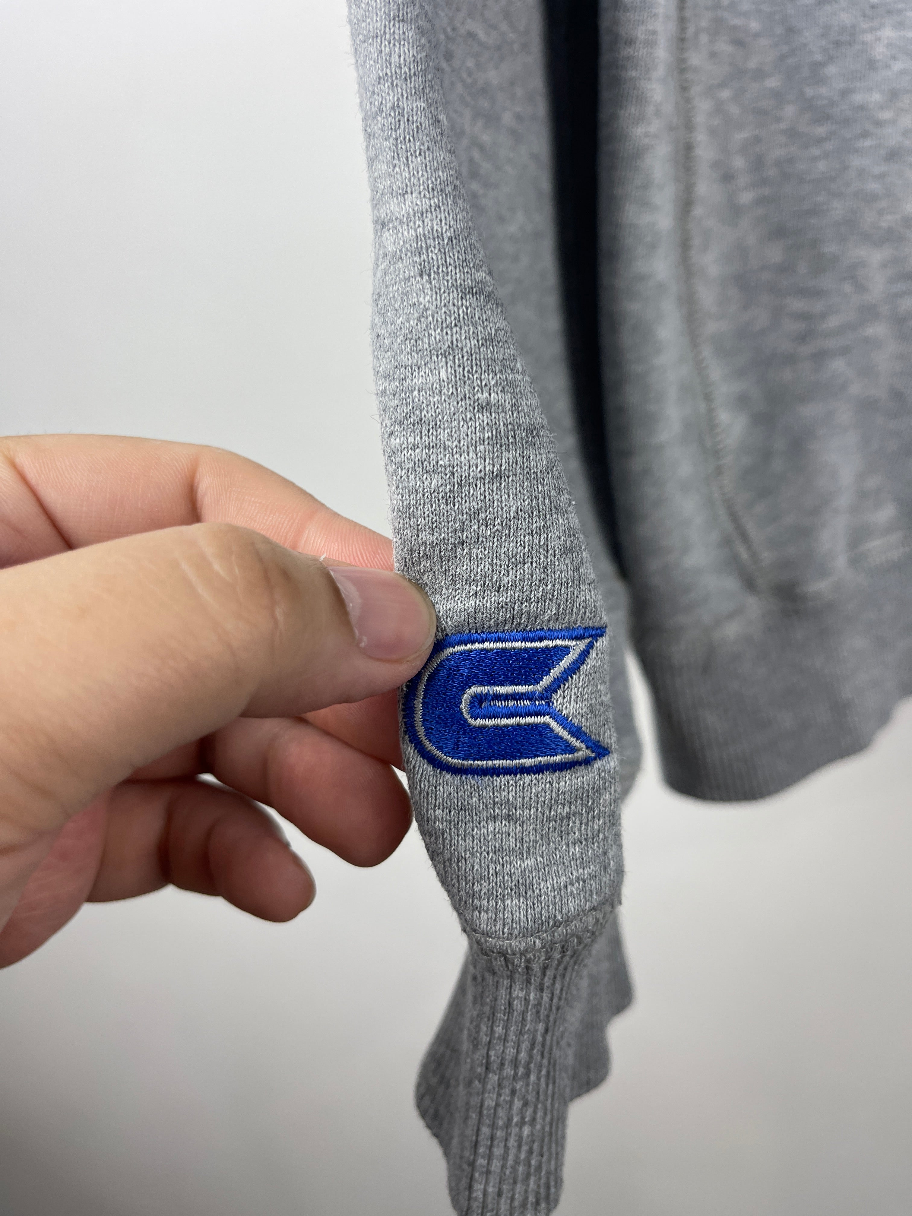 Vintage Kansas Jayhawks University Embroidered Grey Hoodie
