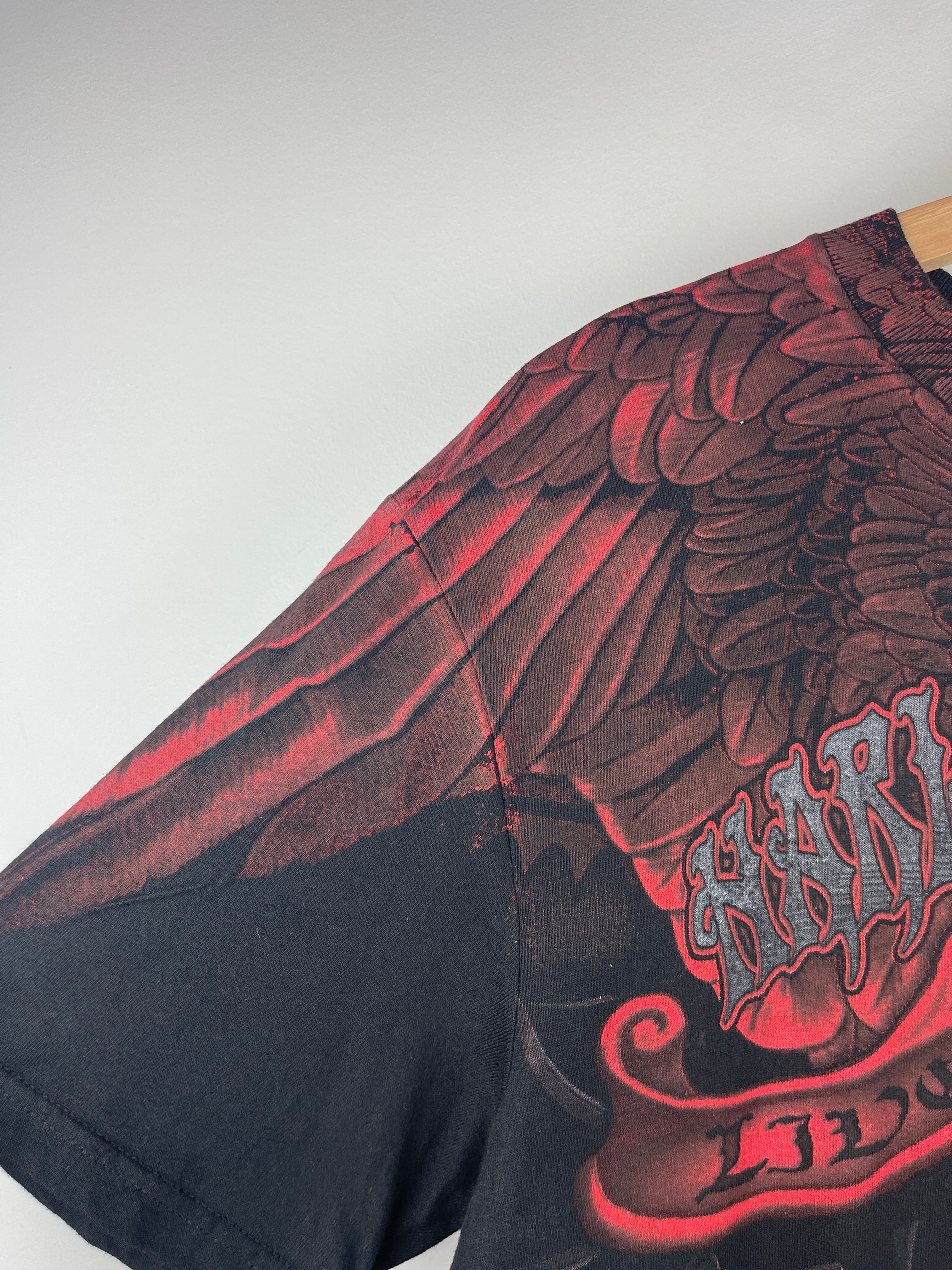 Vintage Harley Davidson Live Free Tribal All Over Print Black Tee