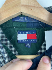 Vintage 90s Tommy Hilfiger Crest Plaid Black & White Flannel Long Sleeve Shirt