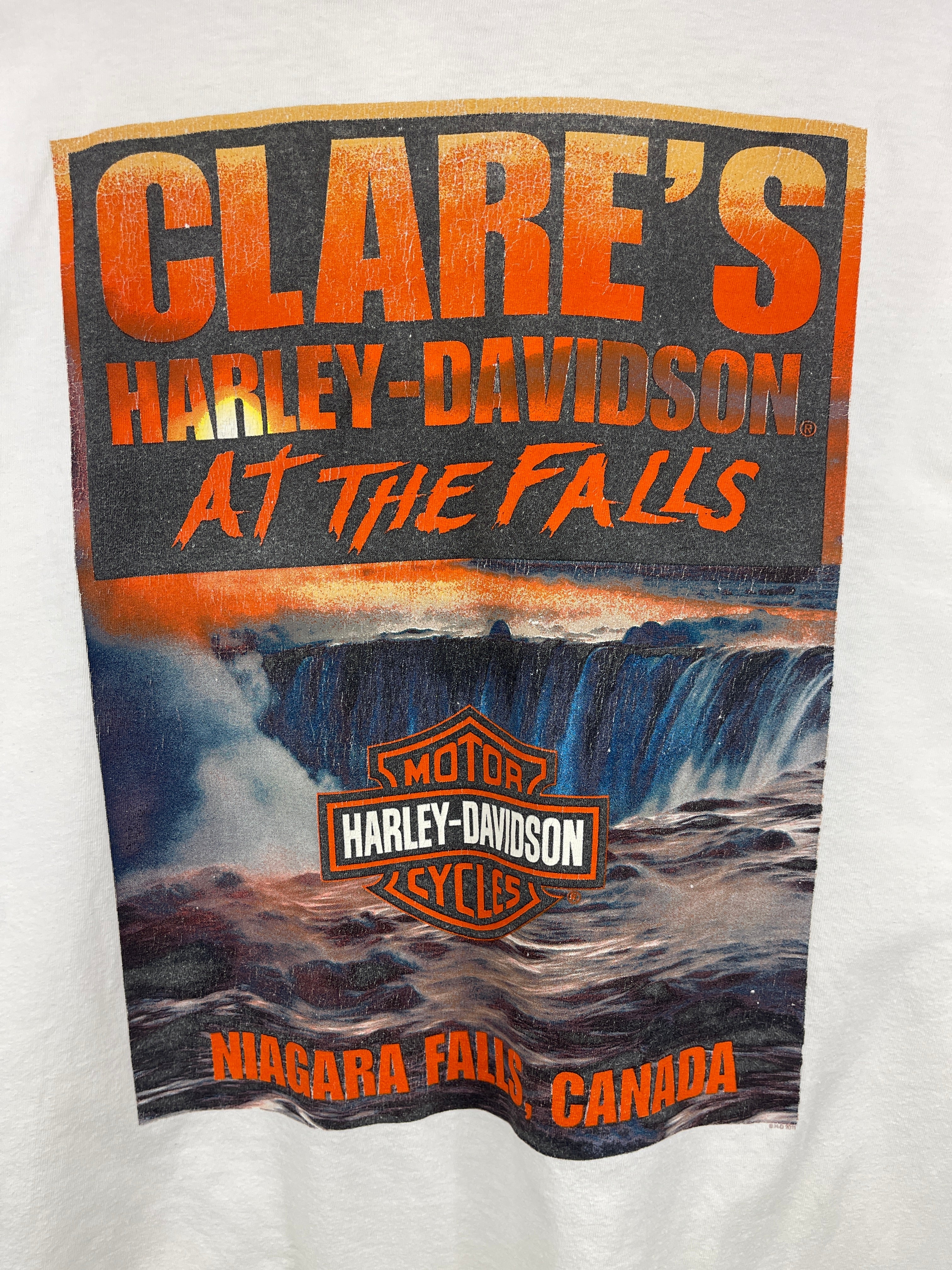 Vintage Harley Davidson Niagara Falls Canada White Tee