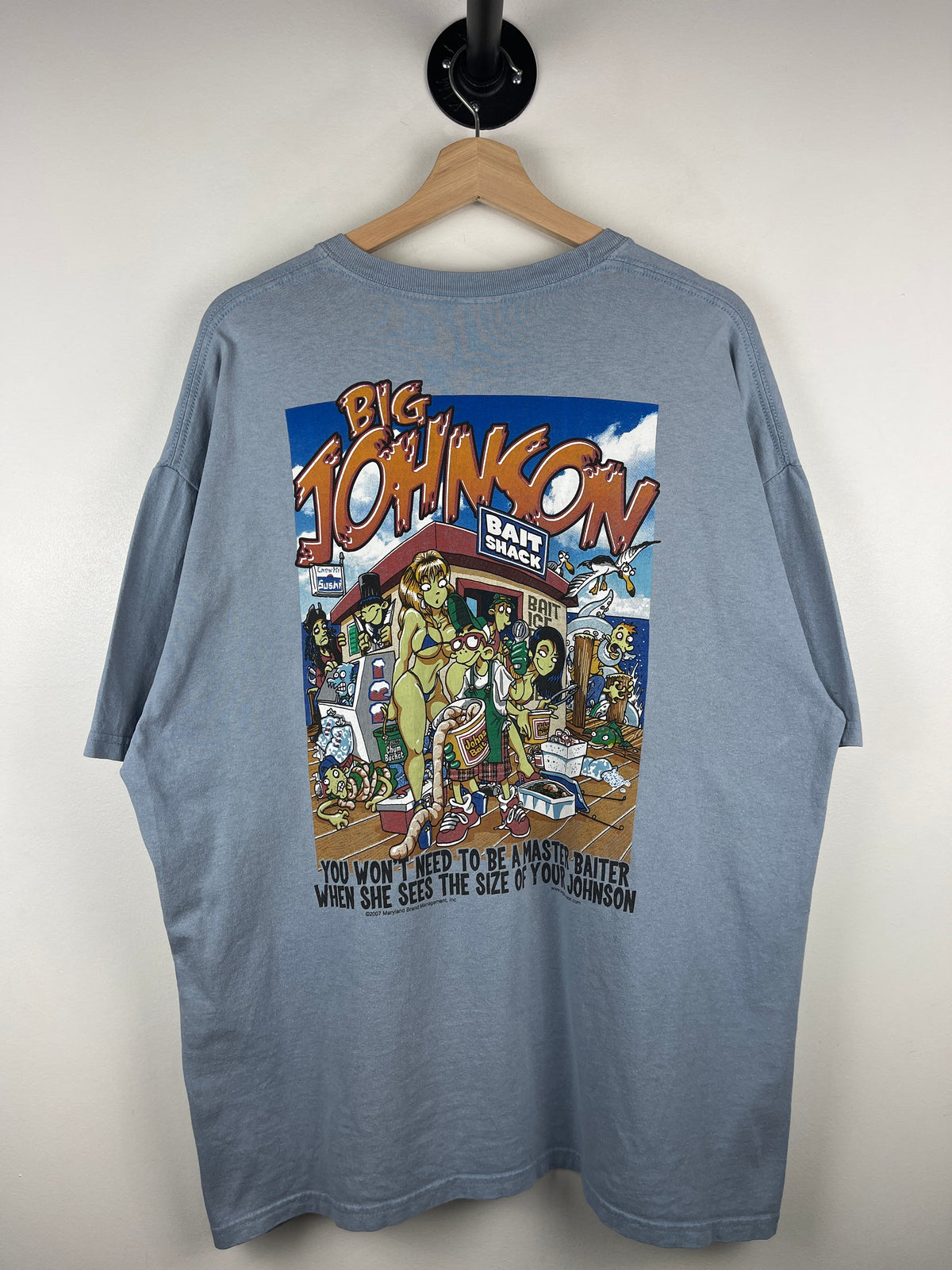 Vintage Big Johnson Fishing Bait Shack Blue Tee