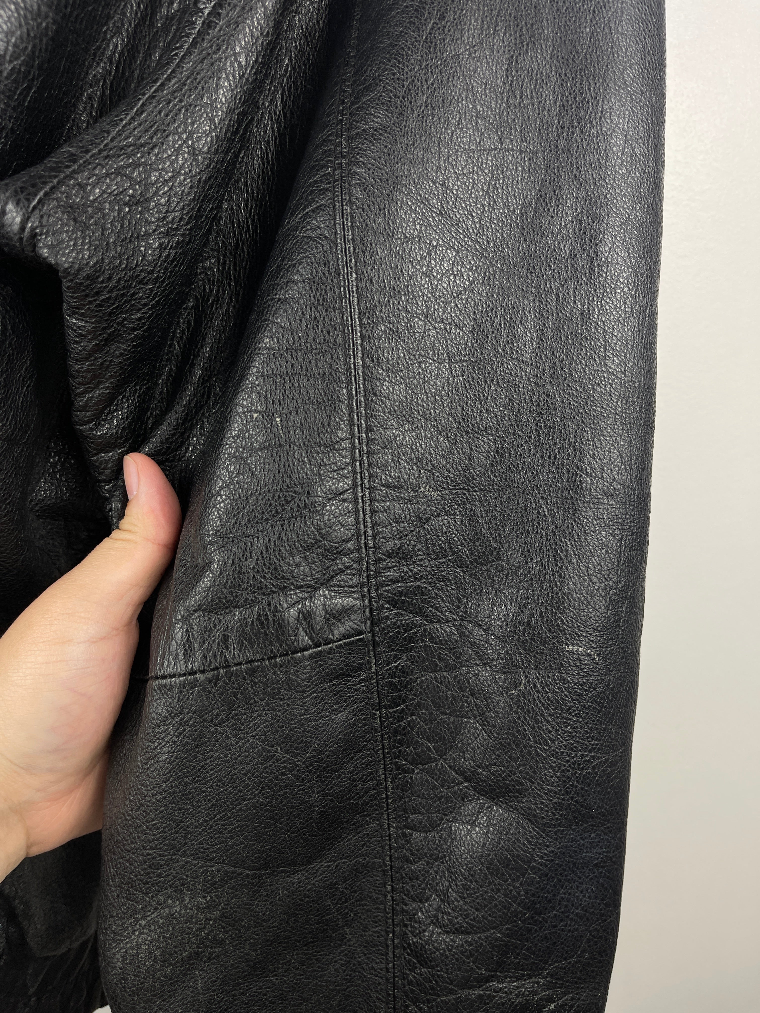 Vintage 90s St Johns Bay Faded Black Leather Bomber Jacket