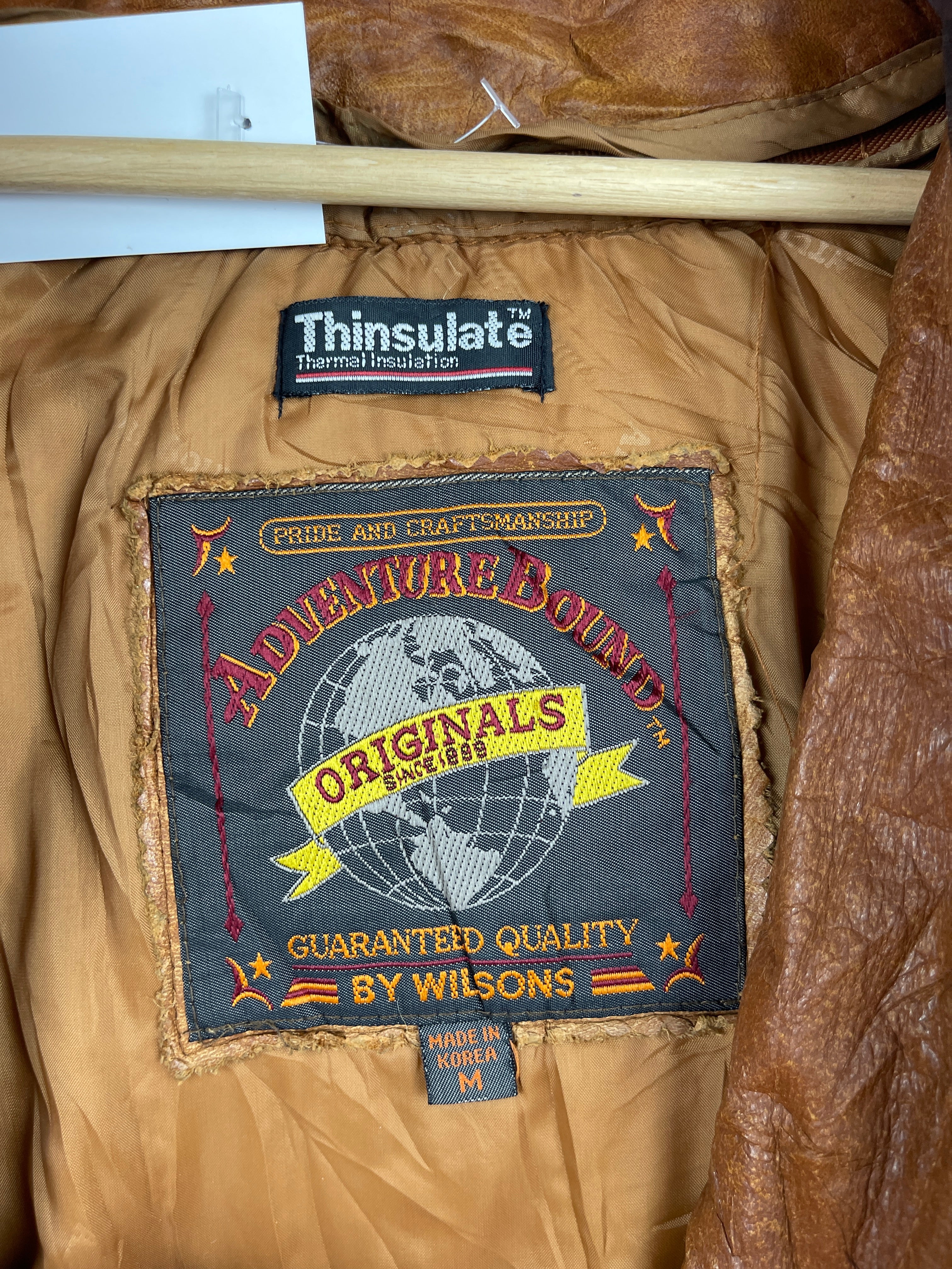 Vintage 90s Wilson Adventure Guide Brown Leather Bomber Jacket
