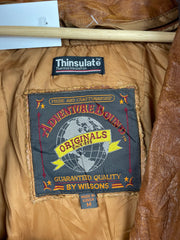 Vintage 90s Wilson Adventure Guide Brown Leather Bomber Jacket