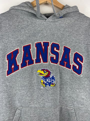 Vintage Kansas Jayhawks University Embroidered Grey Hoodie