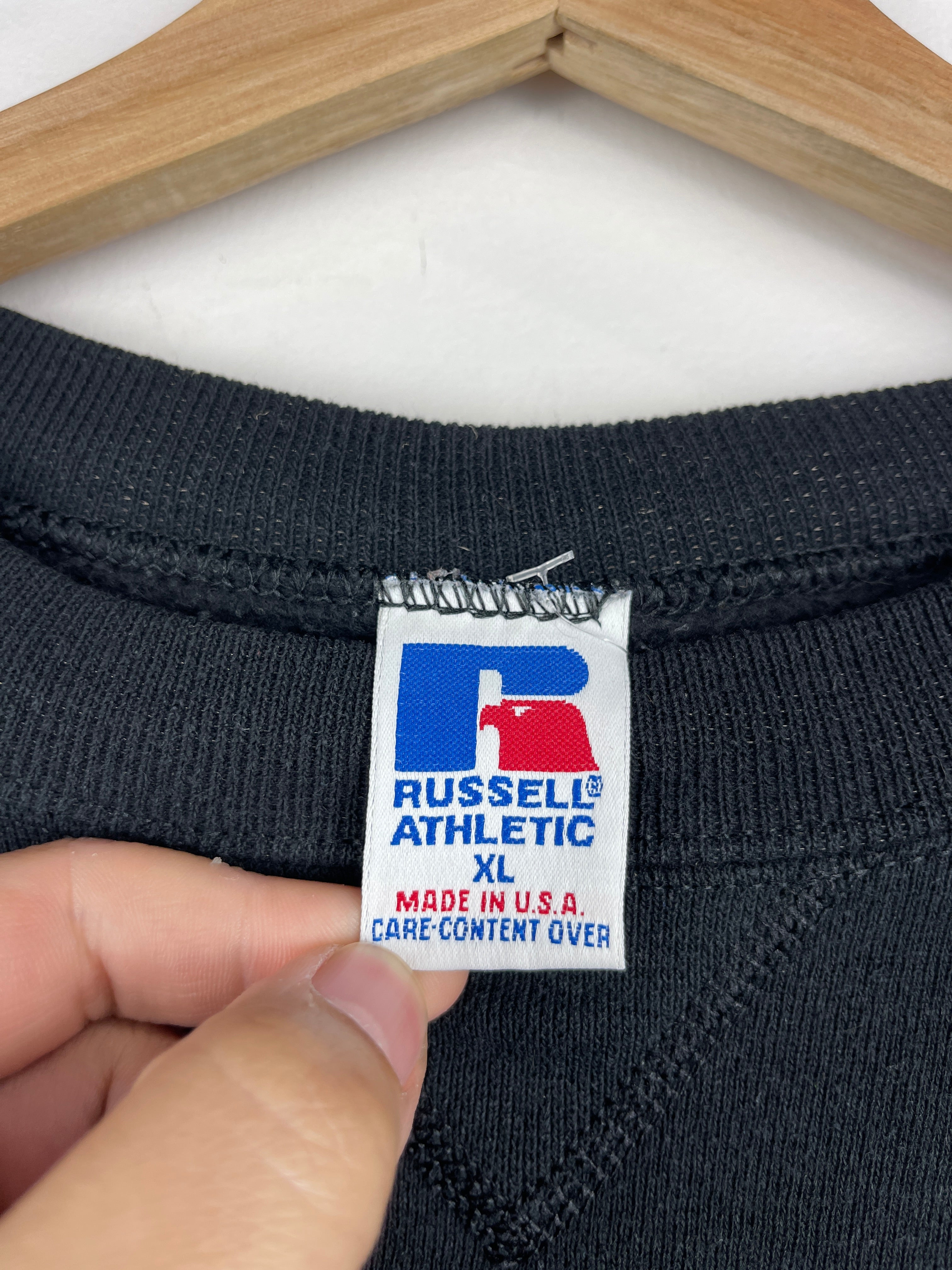 Vintage 90s Russell Athletic Westchester Broadway Theatre Black Crewneck