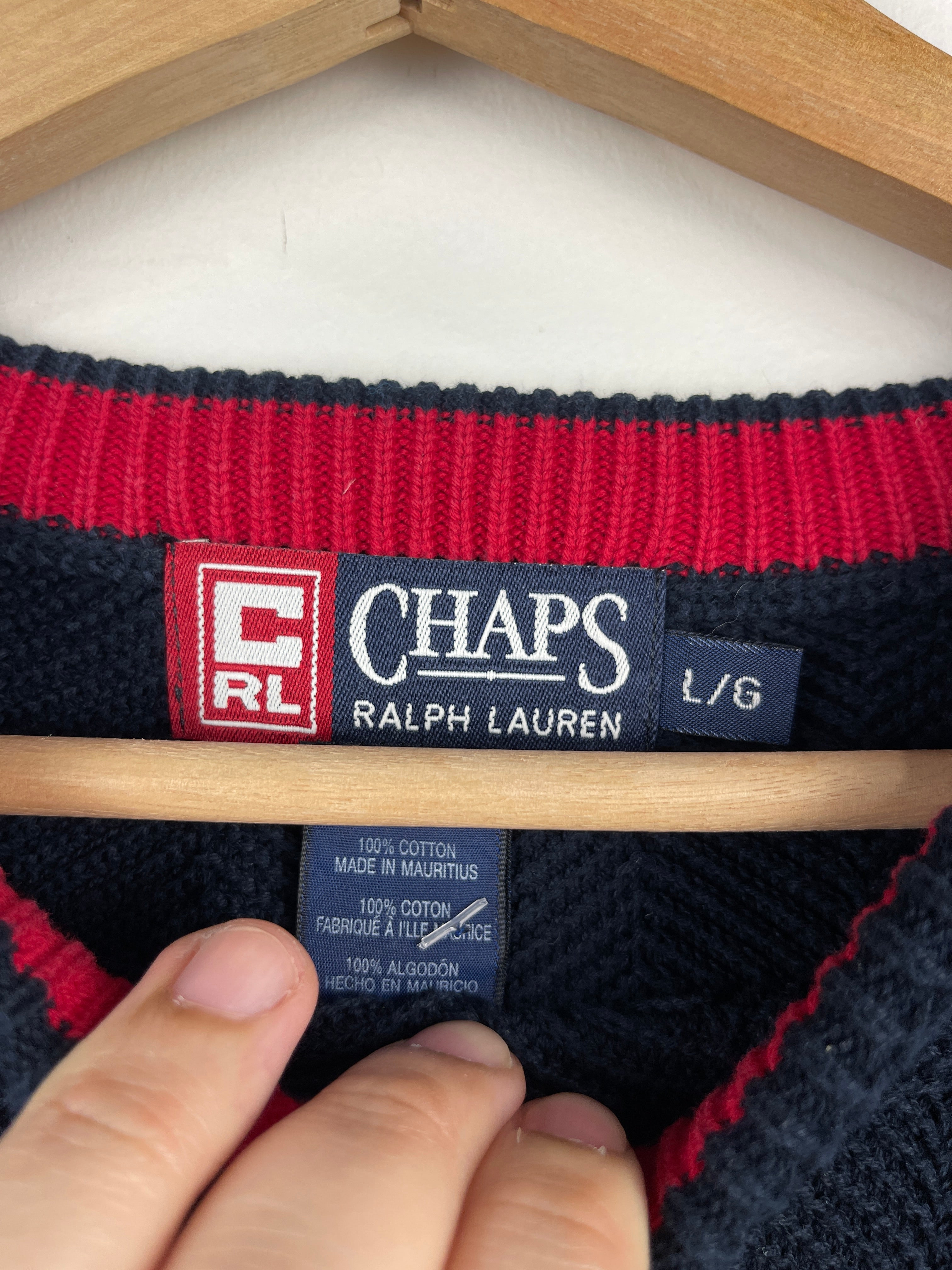 Vintage Chaps Ralph Lauren Crest Navy Knit Sweater
