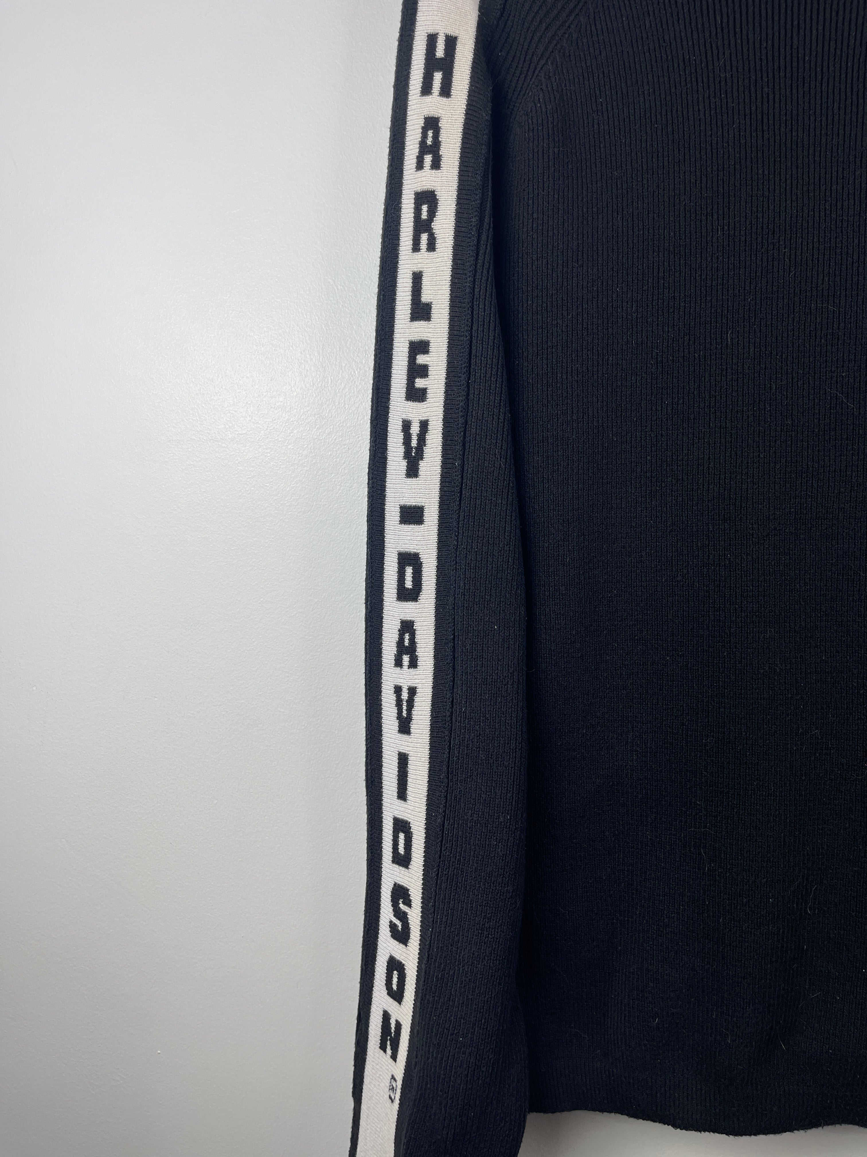 Vintage Harley Davidson Spellout Black Ribbed Knit Sweater