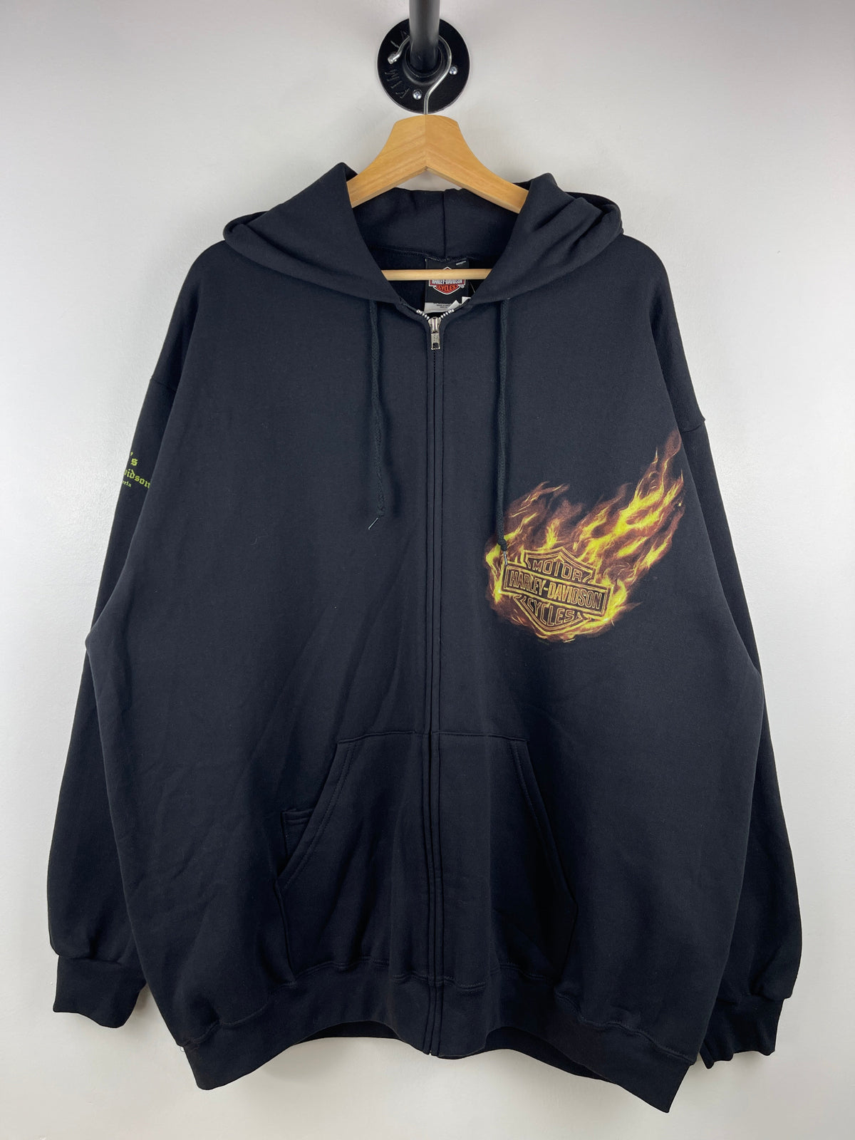 Vintage Harley Davidson Flames Calgary Alberta Black Zip Up Hoodie