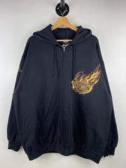 Vintage Harley Davidson Flames Calgary Alberta Black Zip Up Hoodie