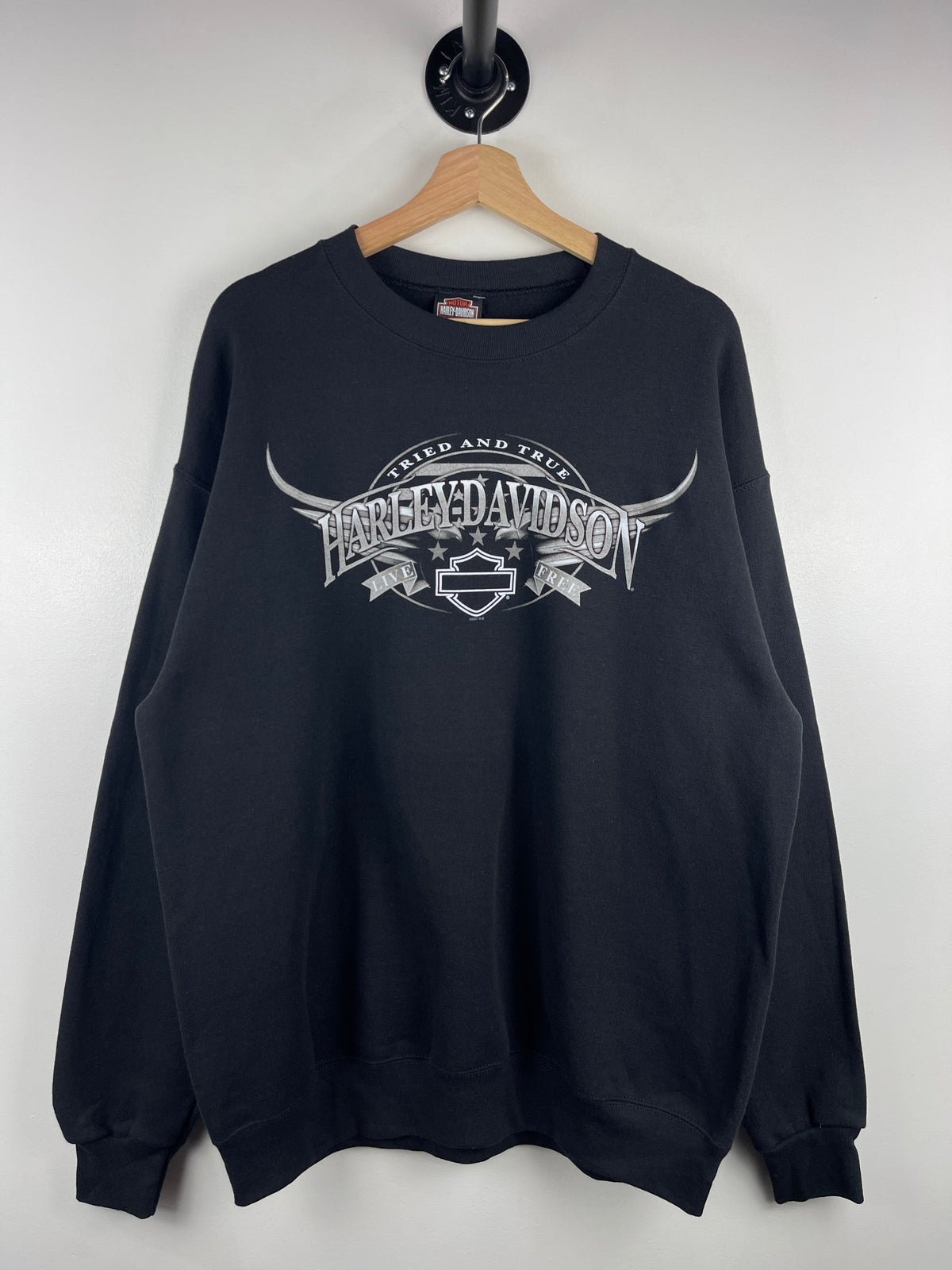 Vintage Harley Davidson Tried And True Black Crewneck