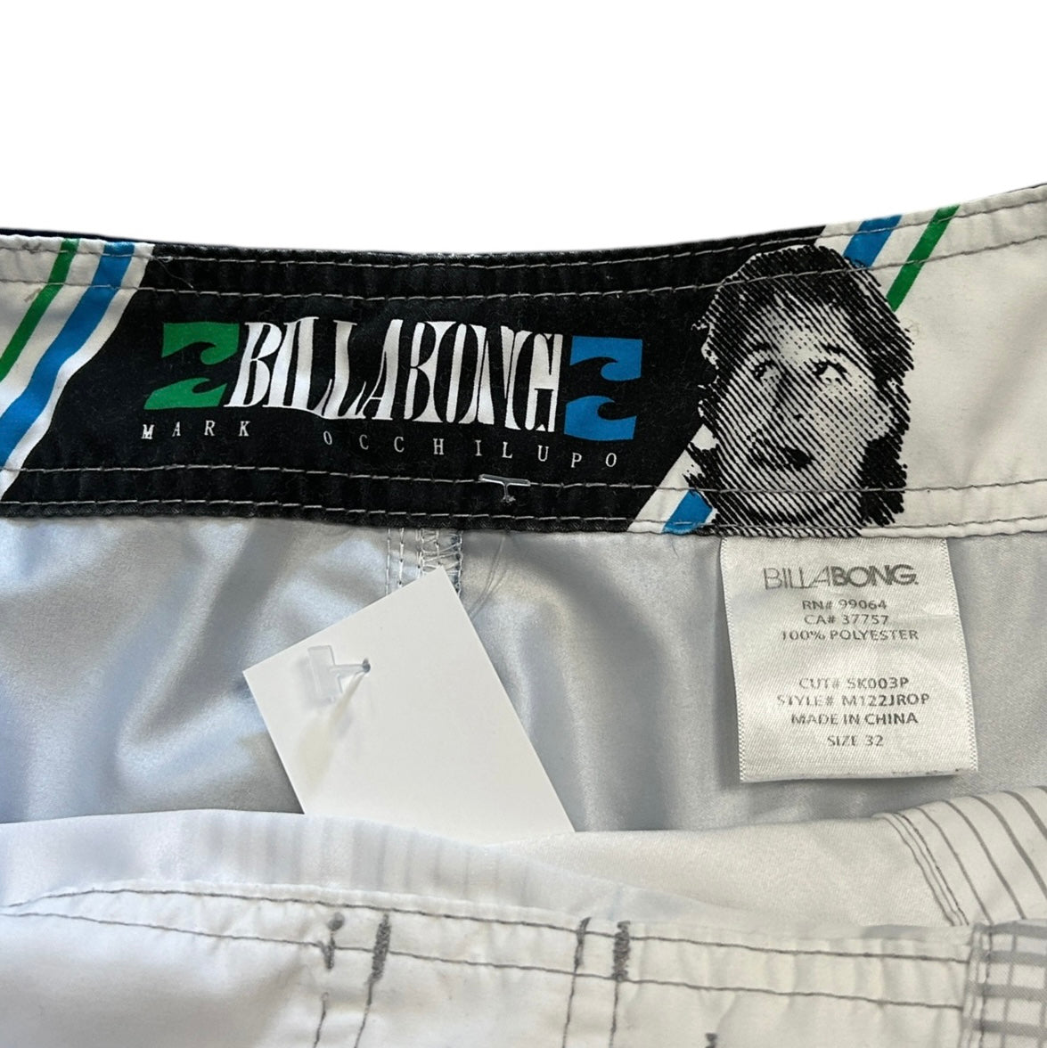 Vintage Billabong Surf Embroidered White Board Shorts