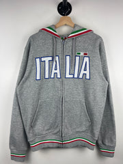Vintage Italy Italia Embroidered Grey Zip Up Hoodie