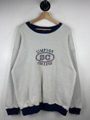 Vintage 90s Simpson College Double Face Thermal Navy Crewneck