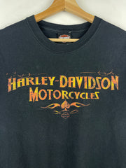 Vintage Harley Davidson Flames London England Black Tee