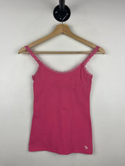 Vintage Abercrombie Women's Pink Lace Trim Bella Swan Babydoll Cami Camisole Tank Top