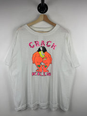 Vintage 90s The Simpsons Bart Simpson Crack Kills Parody White Tee