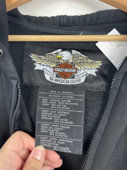 Vintage Harley Davidson Embroidered Black Zip Up Hoodie