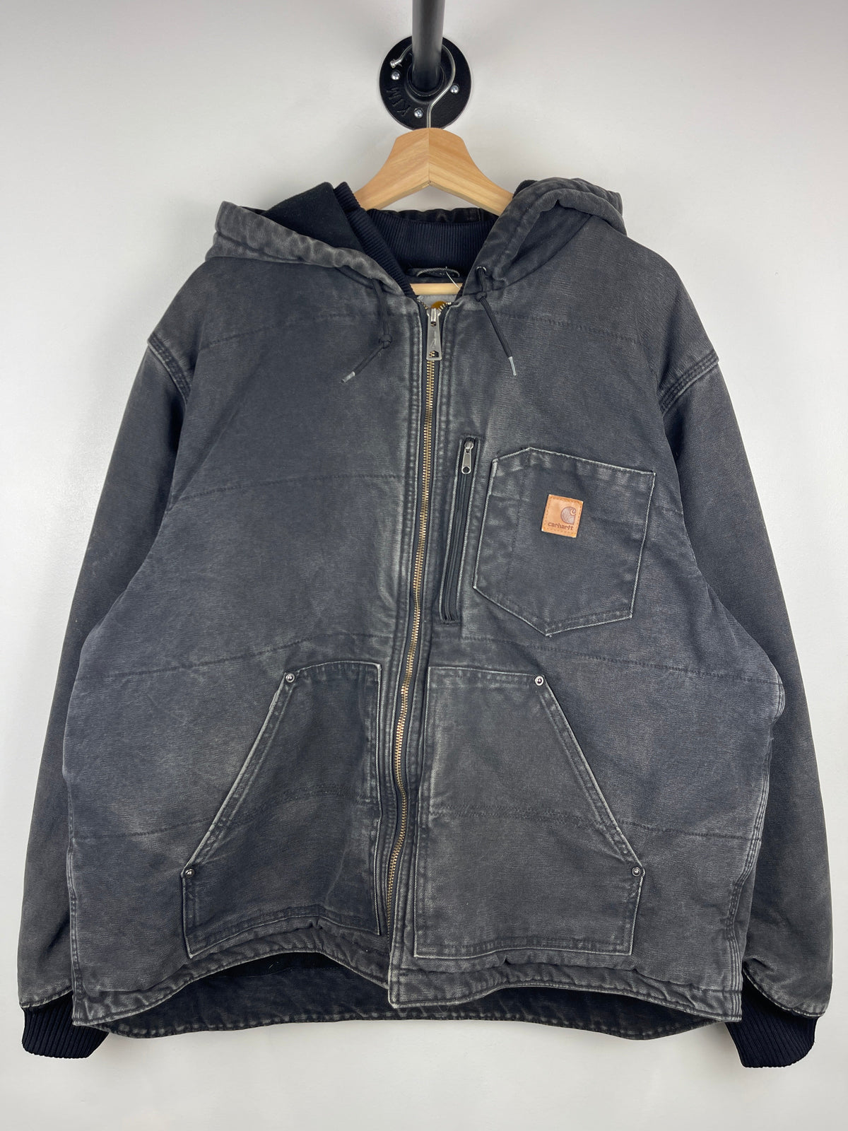 Vintage Carhartt Chapman Faded Black Hooded Work Jacket