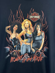 Vintage Harley Davidson Mount It And Ride Girls Black Tee