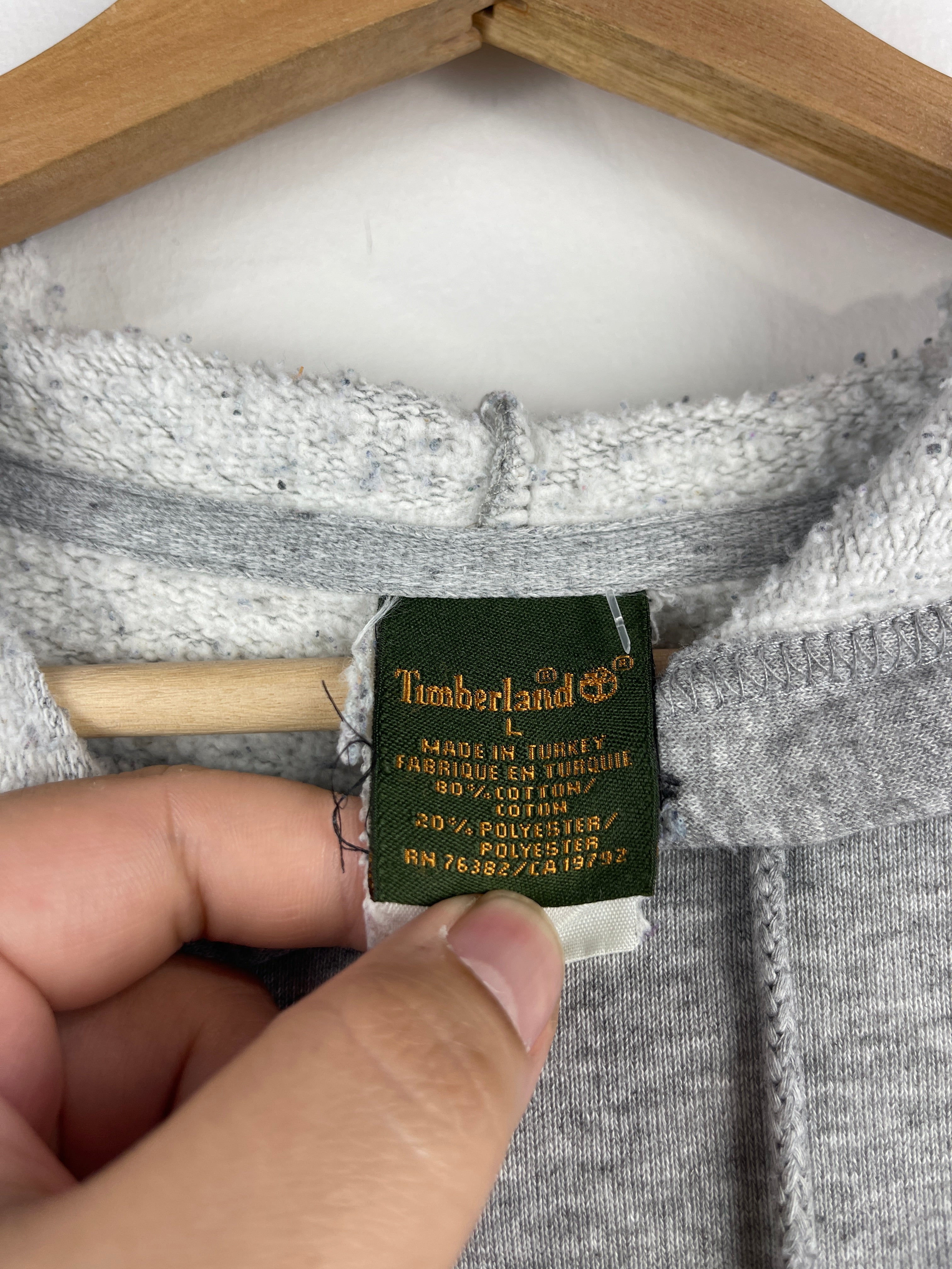 Vintage 90s Timberland Boots Embroidered Grey Hoodie