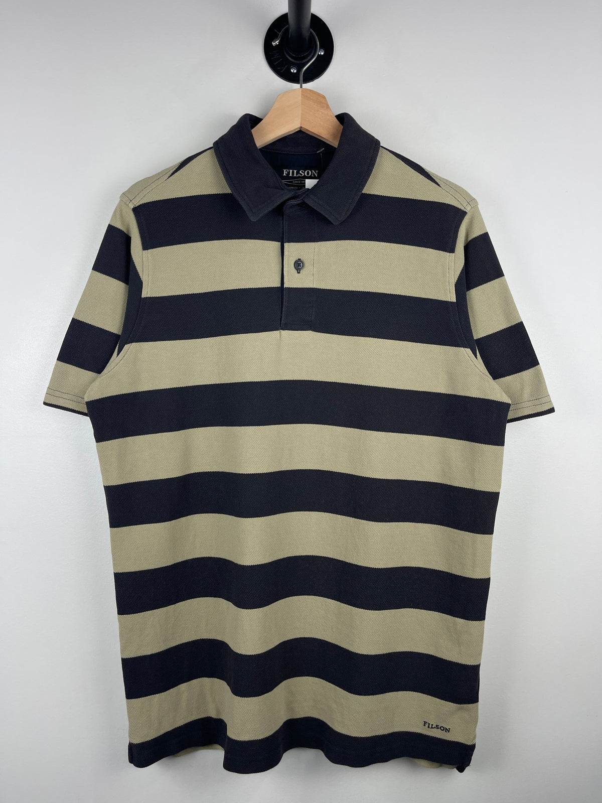 Vintage Filson Striped Black & Beige Polo Shirt