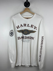Vintage Harley Davidson Green Bay Wisconsin Thrashed White Long Sleeve