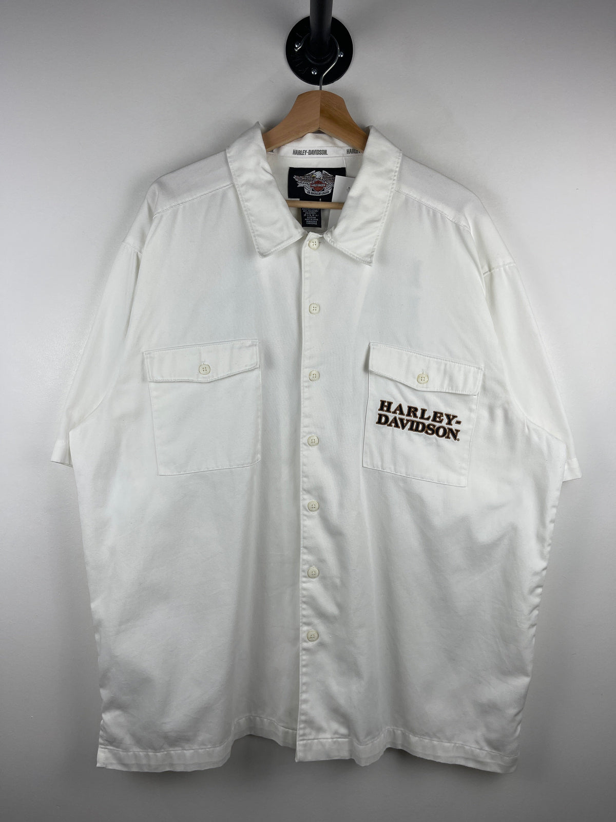 Vintage Harley Davidson White Short Sleeve Button Up Shirt