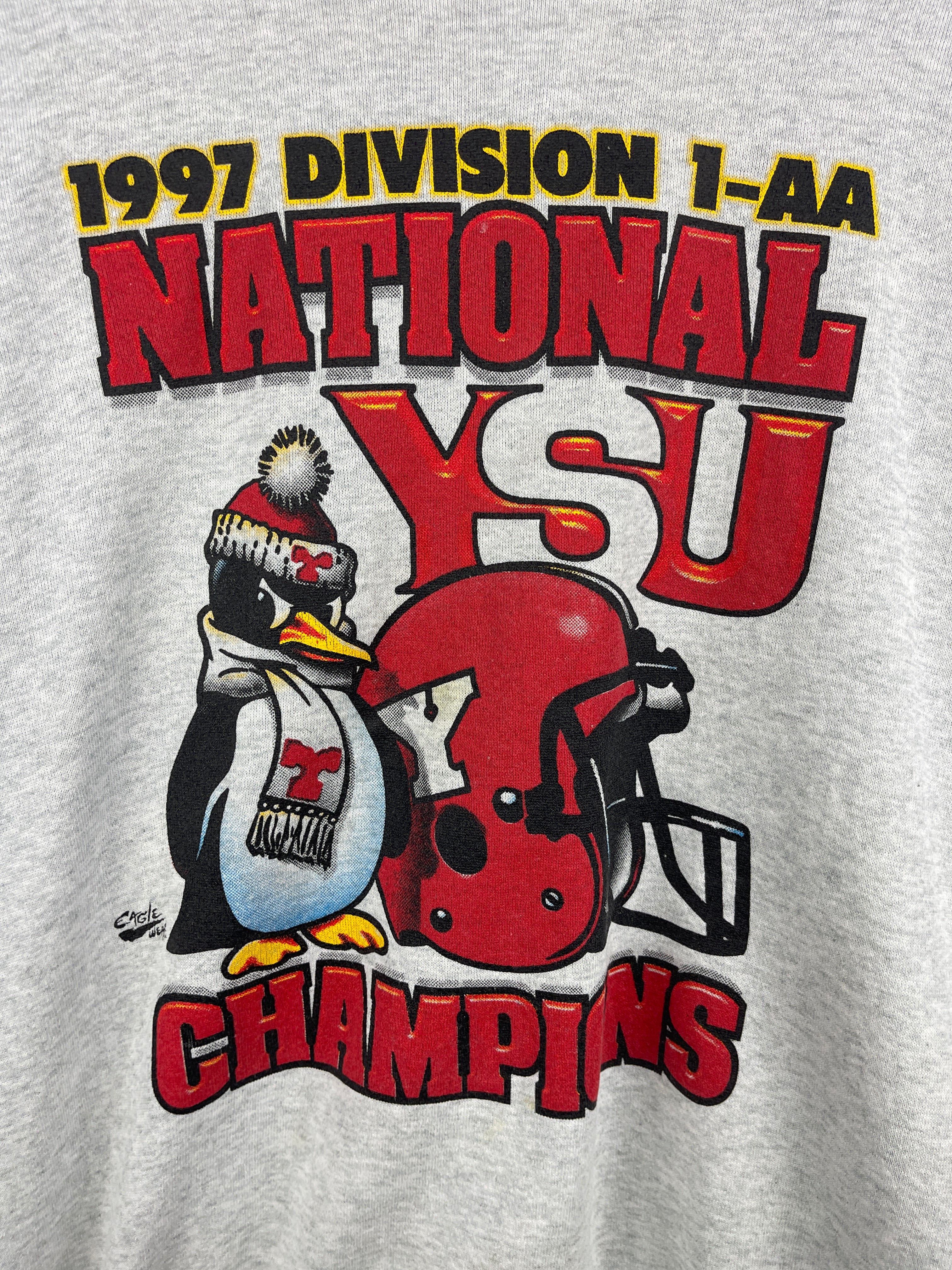 Vintage 90s Youngstown State University Football Champions Grey Crewneck
