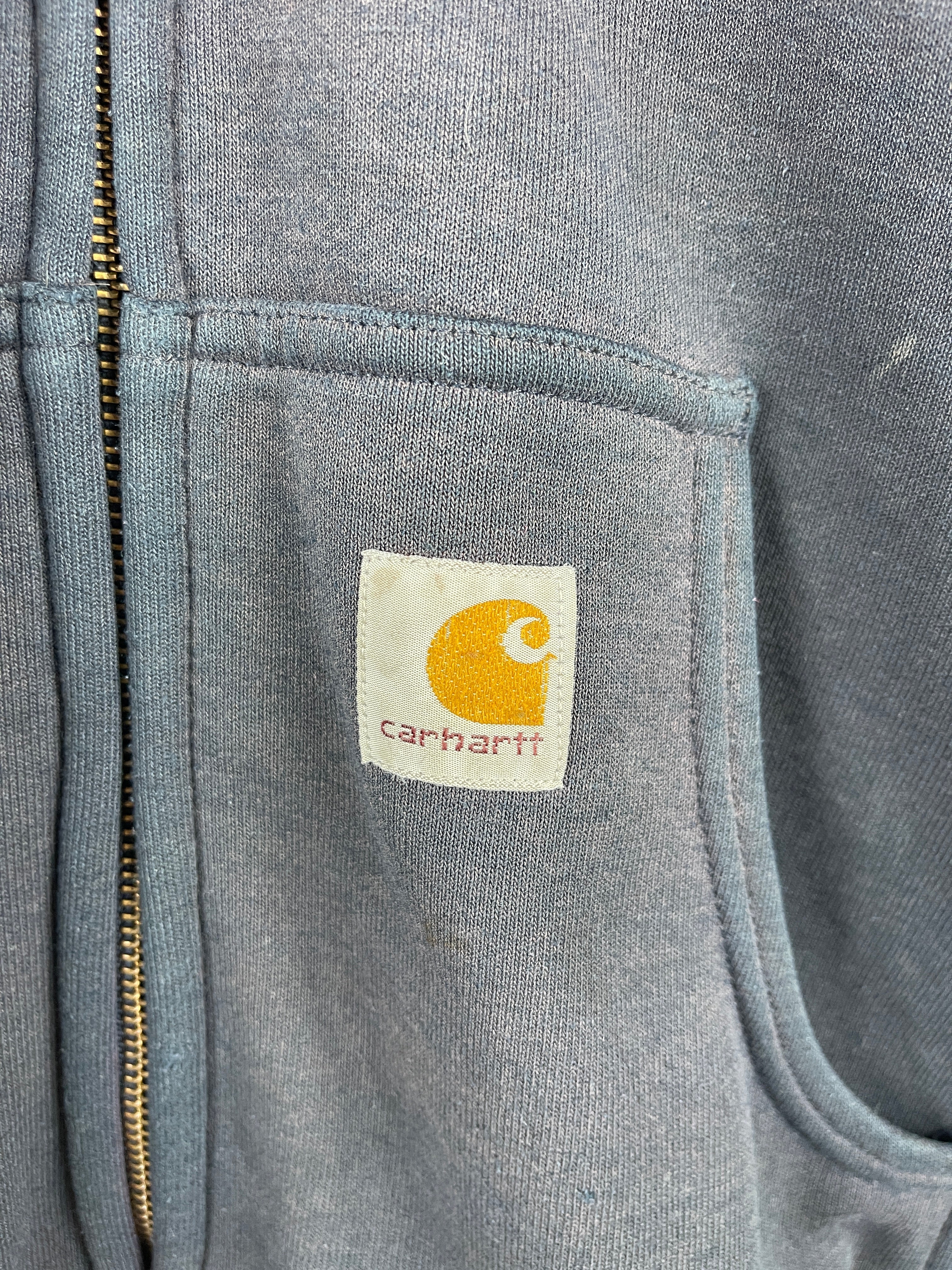 Vintage Carhartt Thermal Lined Faded Navy Zip Up Hoodie