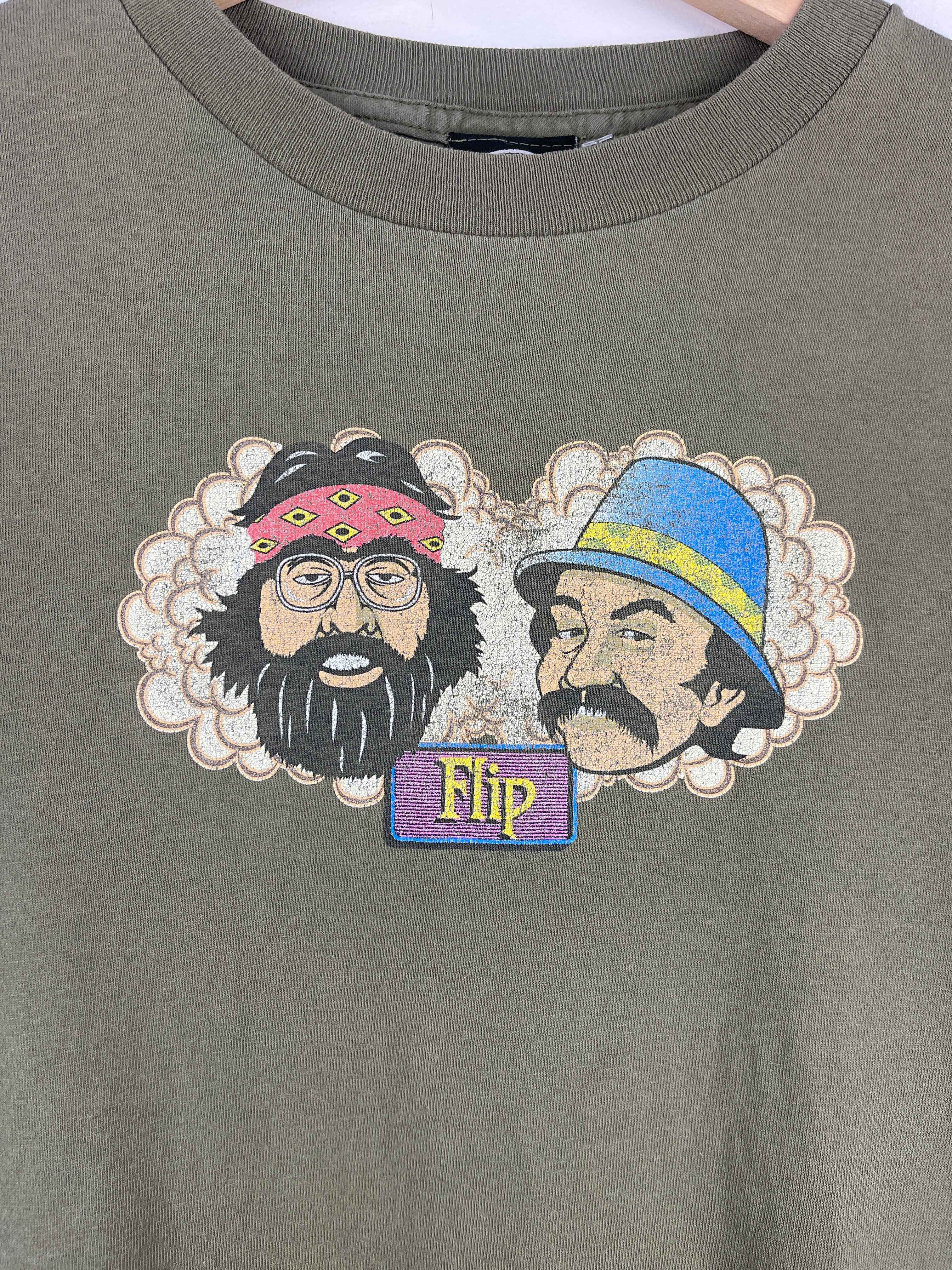 Vintage Flip Skateboards Cheech And Chong Green Tee