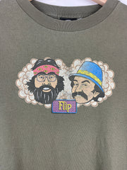 Vintage Flip Skateboards Cheech And Chong Green Tee
