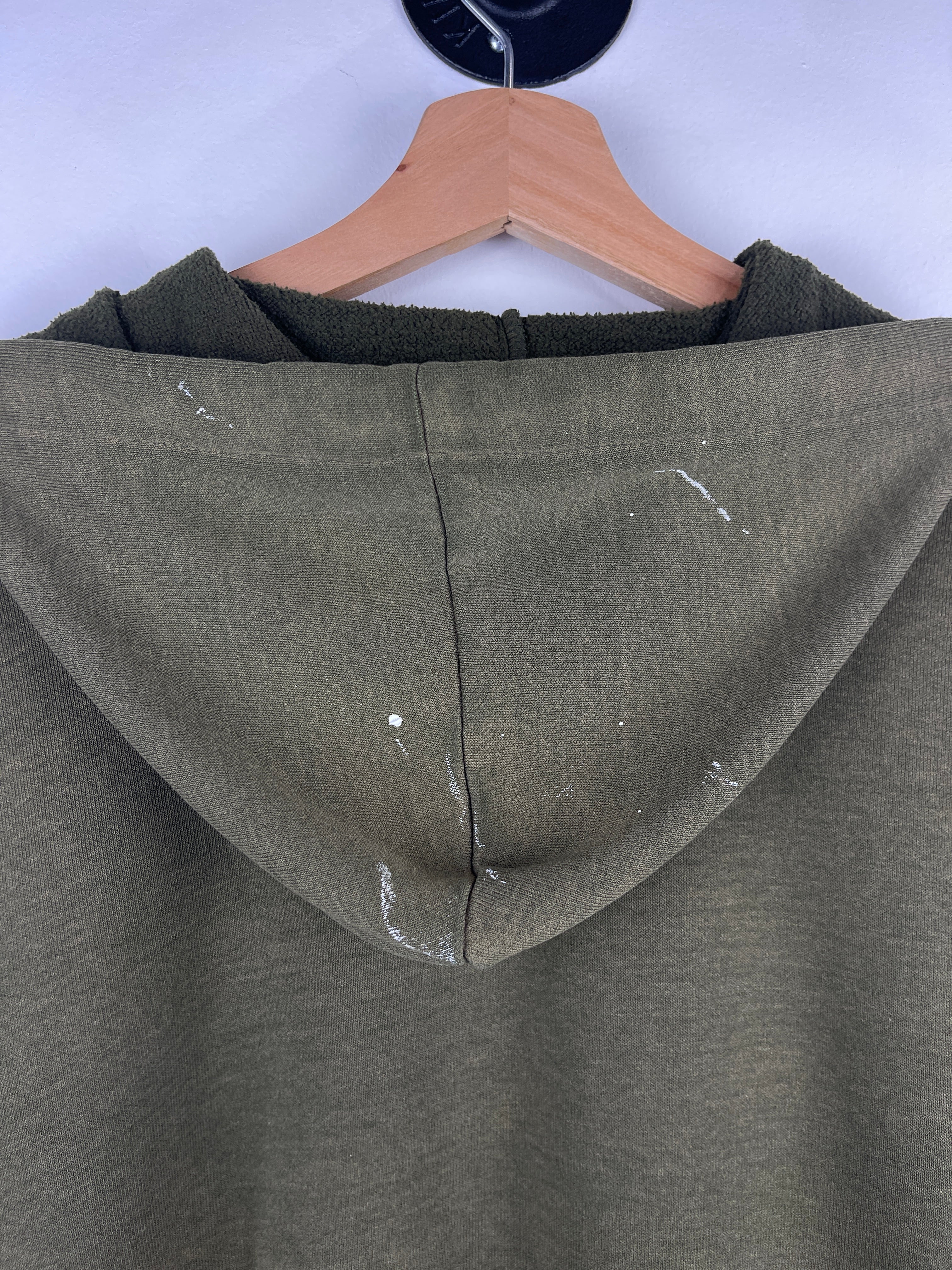 Vintage Carhartt Patch Paint Splattered Green Hoodie
