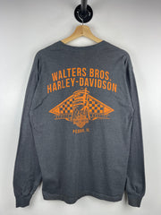 Vintage Harley Davidson Eagle Peoria Illinois Grey Long Sleeve
