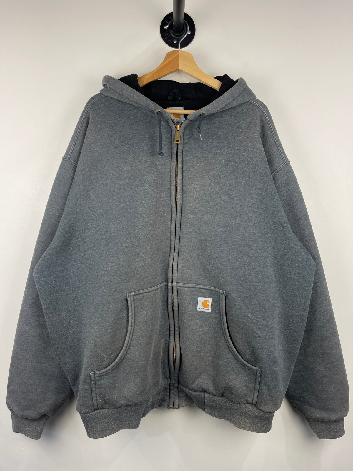 Vintage Carhartt Thermal Lined Charcoal Grey Zip Up Hoodie