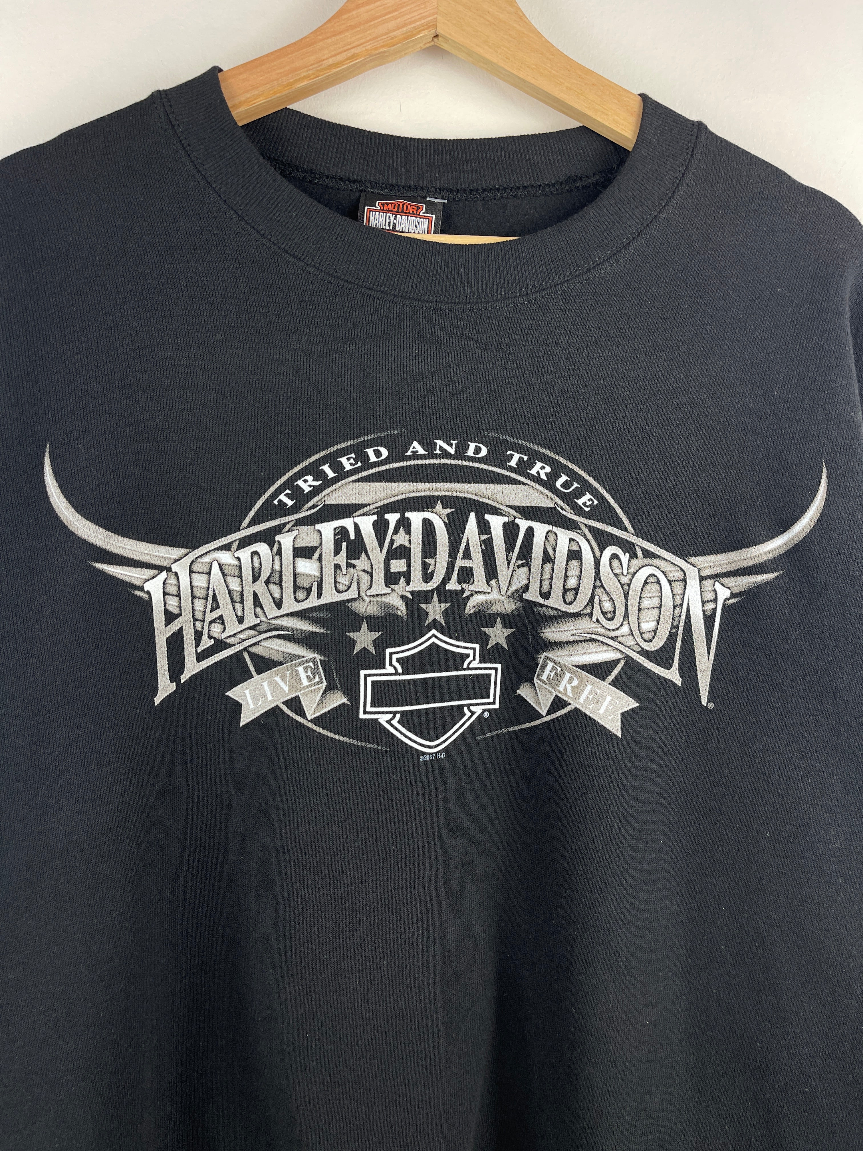 Vintage Harley Davidson Tried And True Black Crewneck