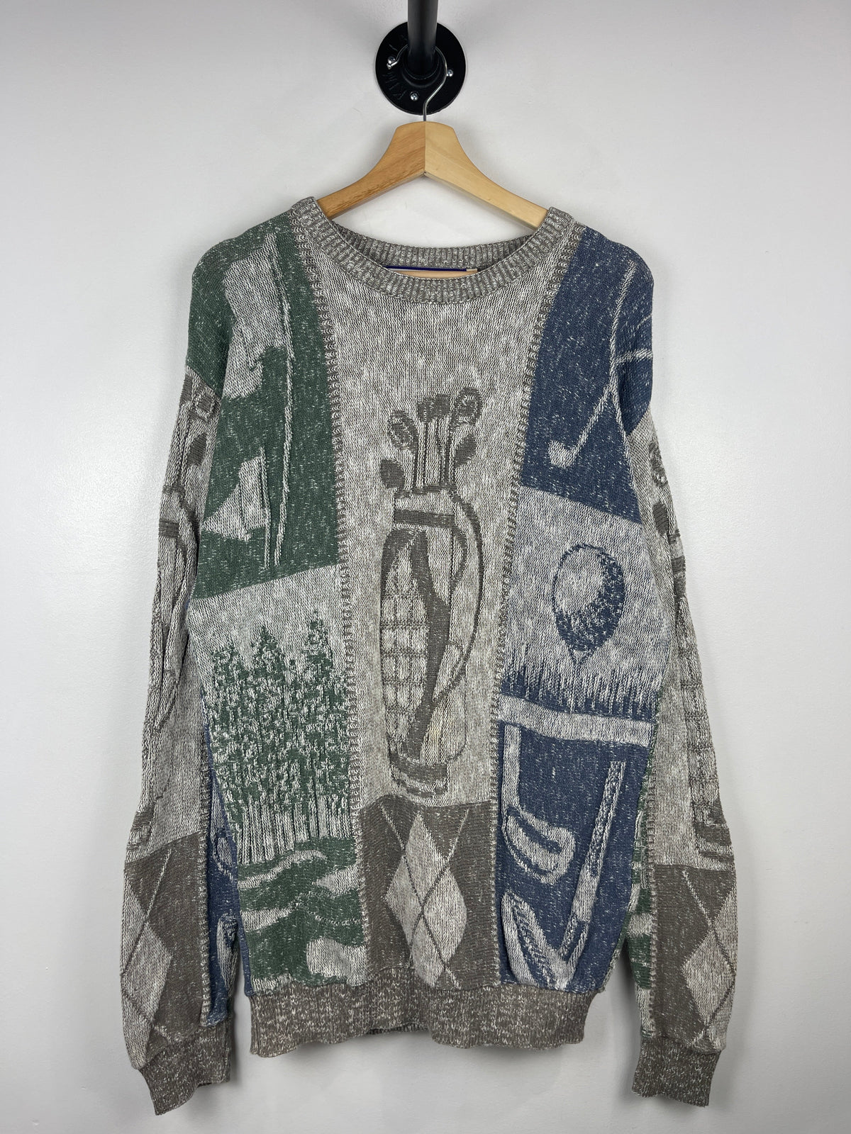 Vintage 90s Shenandoah Golf Grey & Navy Knit Sweater