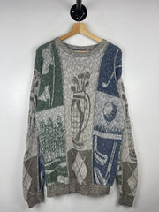 Vintage 90s Shenandoah Golf Grey & Navy Knit Sweater
