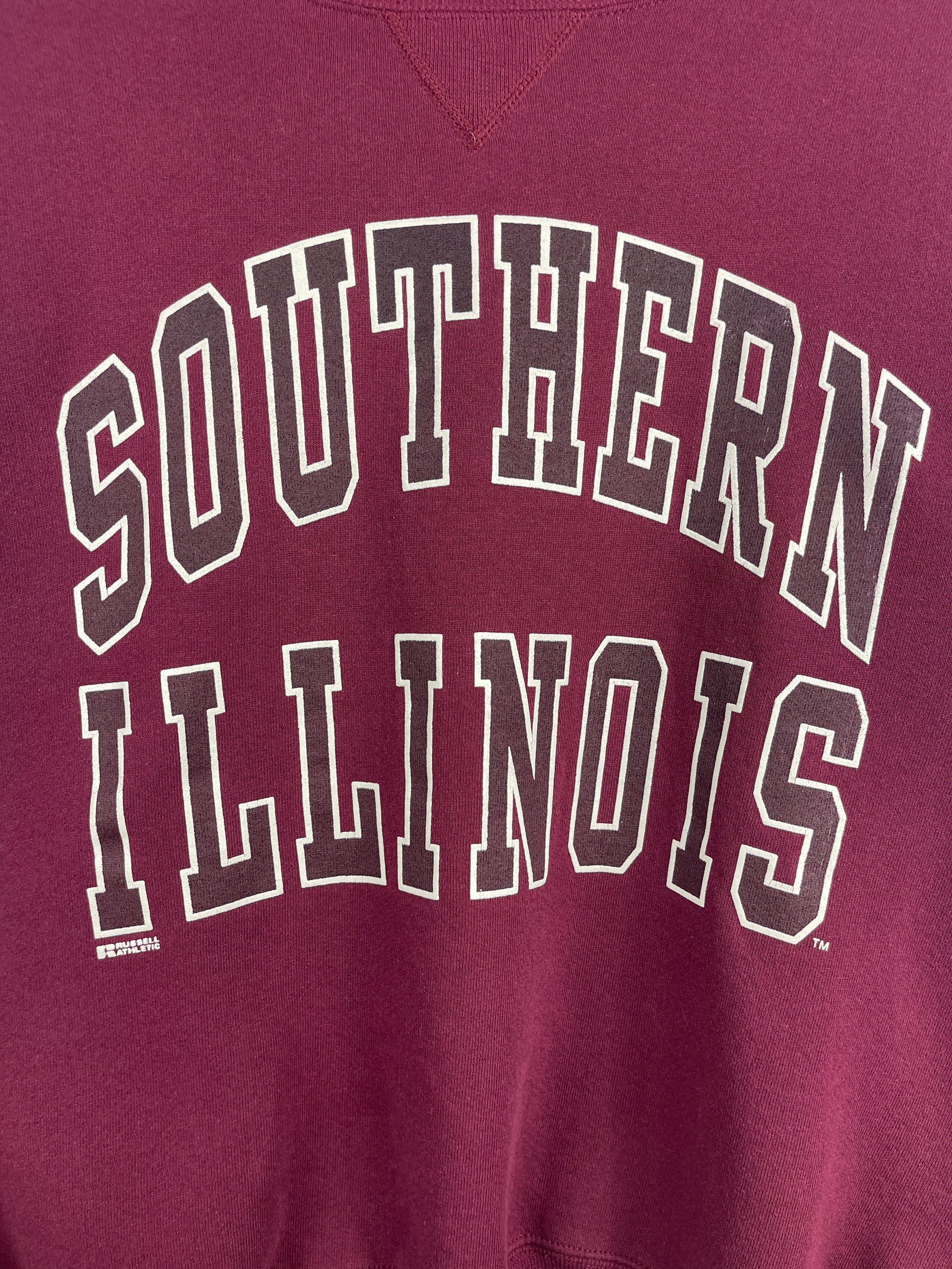 Vintage 90s Russell Athletic Southern Illinois Burgundy Crewneck