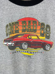 Vintage Chevrolet Nova SS One Bad 69 Grey Ringer Tee