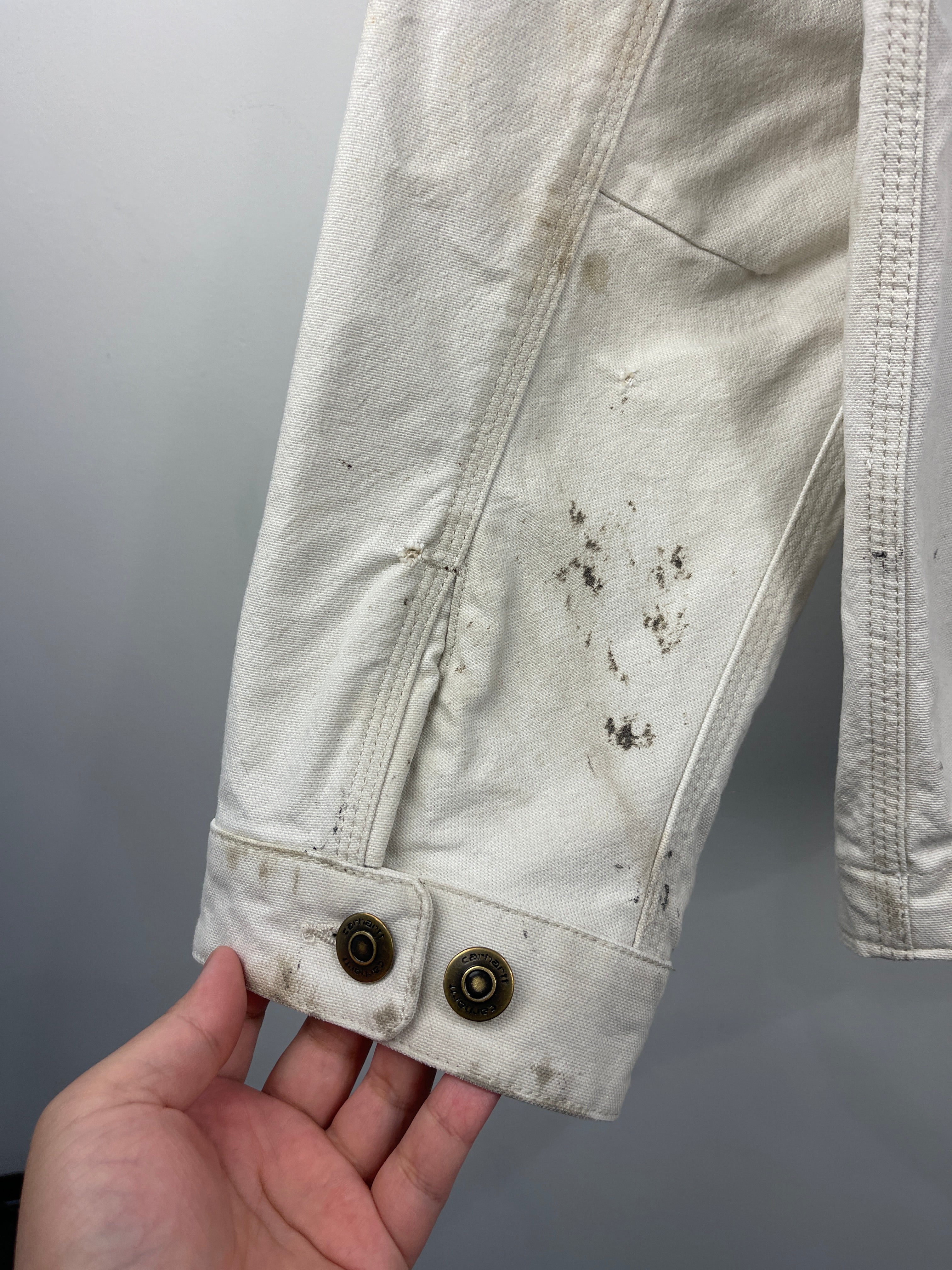 Vintage Carhartt Chore Thrashed Beige Work Jacket