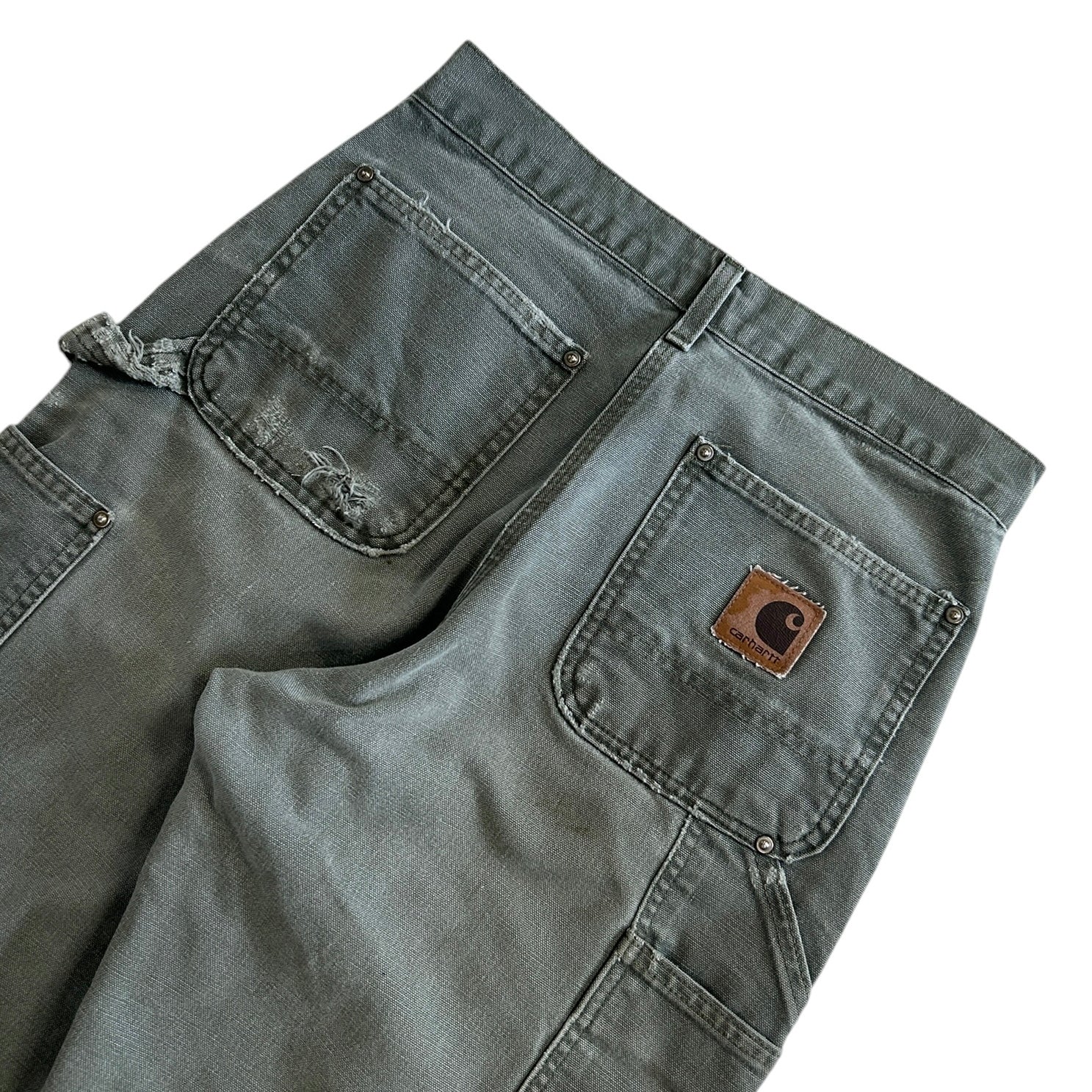 Vintage Carhartt Double Knee Thrashed Moss Green Work Pants