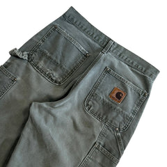 Vintage Carhartt Double Knee Thrashed Moss Green Work Pants