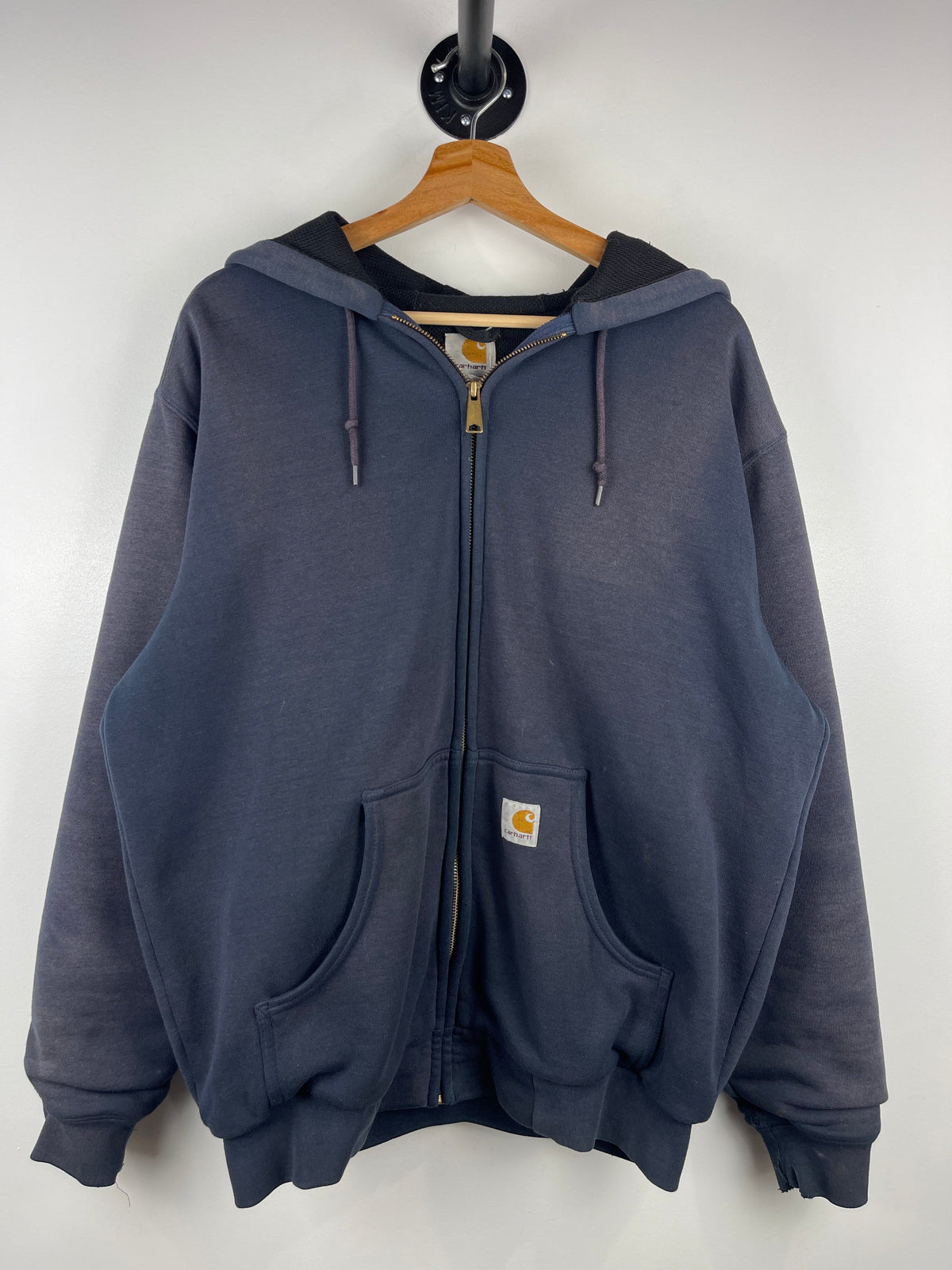 Vintage Carhartt Thermal Lined Faded Navy Zip Up Hoodie
