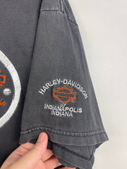 Vintage Harley Davidson Indianapolis Indiana Embroidered Black Tee