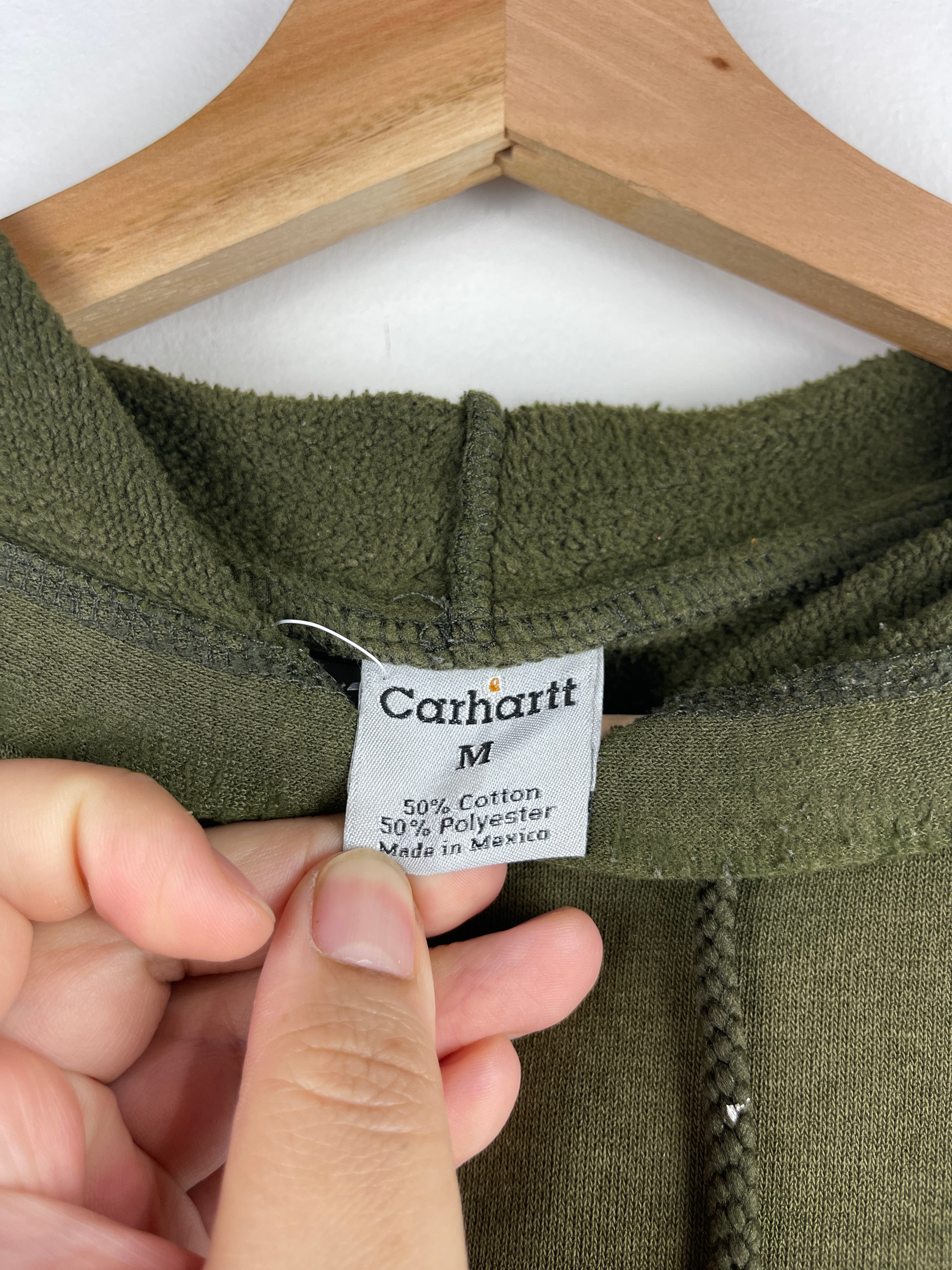 Vintage Carhartt Patch Paint Splattered Green Hoodie