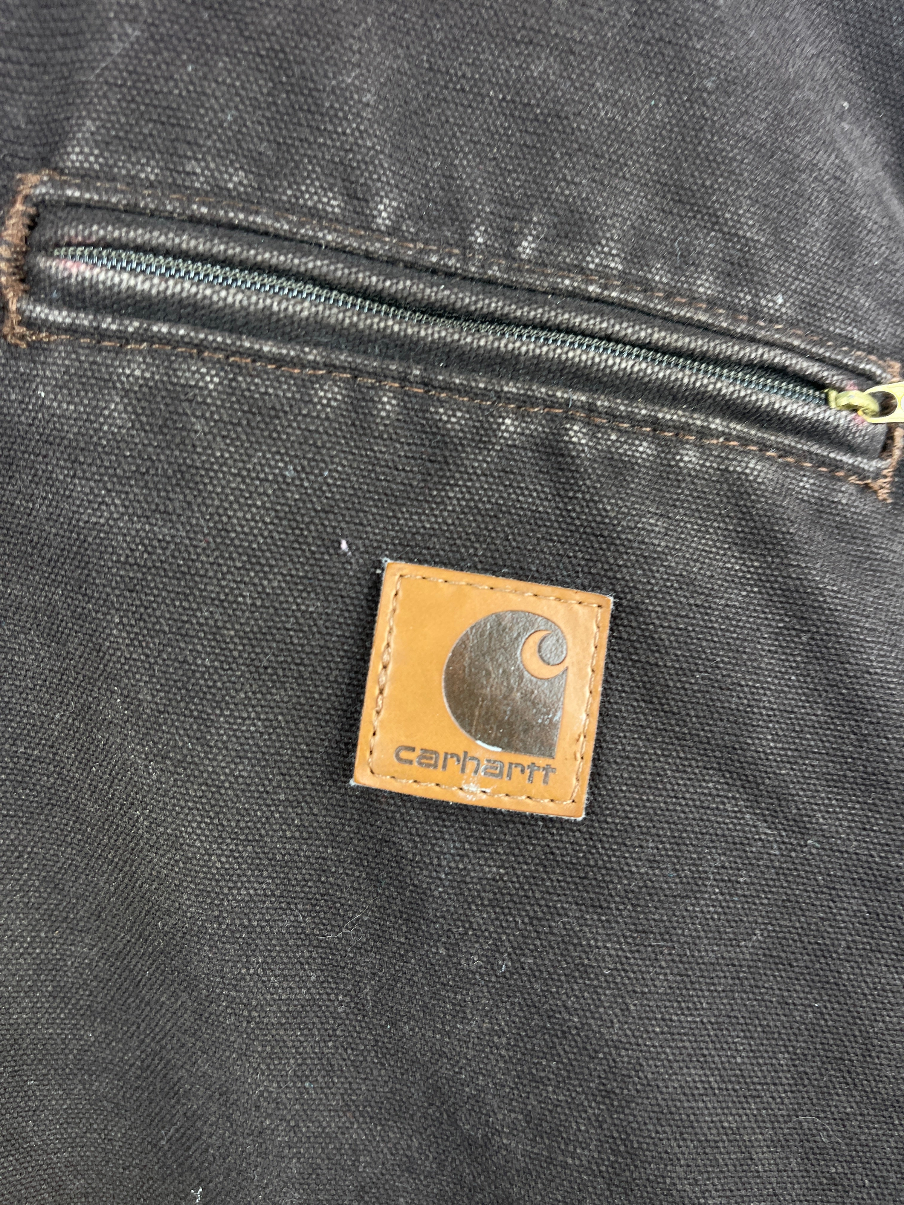 Vintage Carhartt Detroit Sherpa Lined Dark Brown Hooded Work Jacket J141 DKB