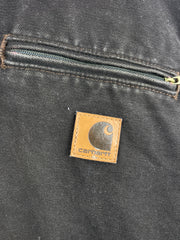 Vintage Carhartt Detroit Sherpa Lined Dark Brown Hooded Work Jacket J141 DKB