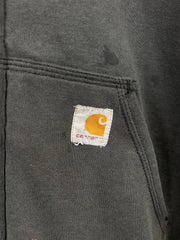 Vintage Carhartt Patch Thermal Lined Faded Thrashed Dark Grey Hoodie
