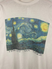 Vintage 90s Vincent Van Gogh Starry Night Art Euro White Tee